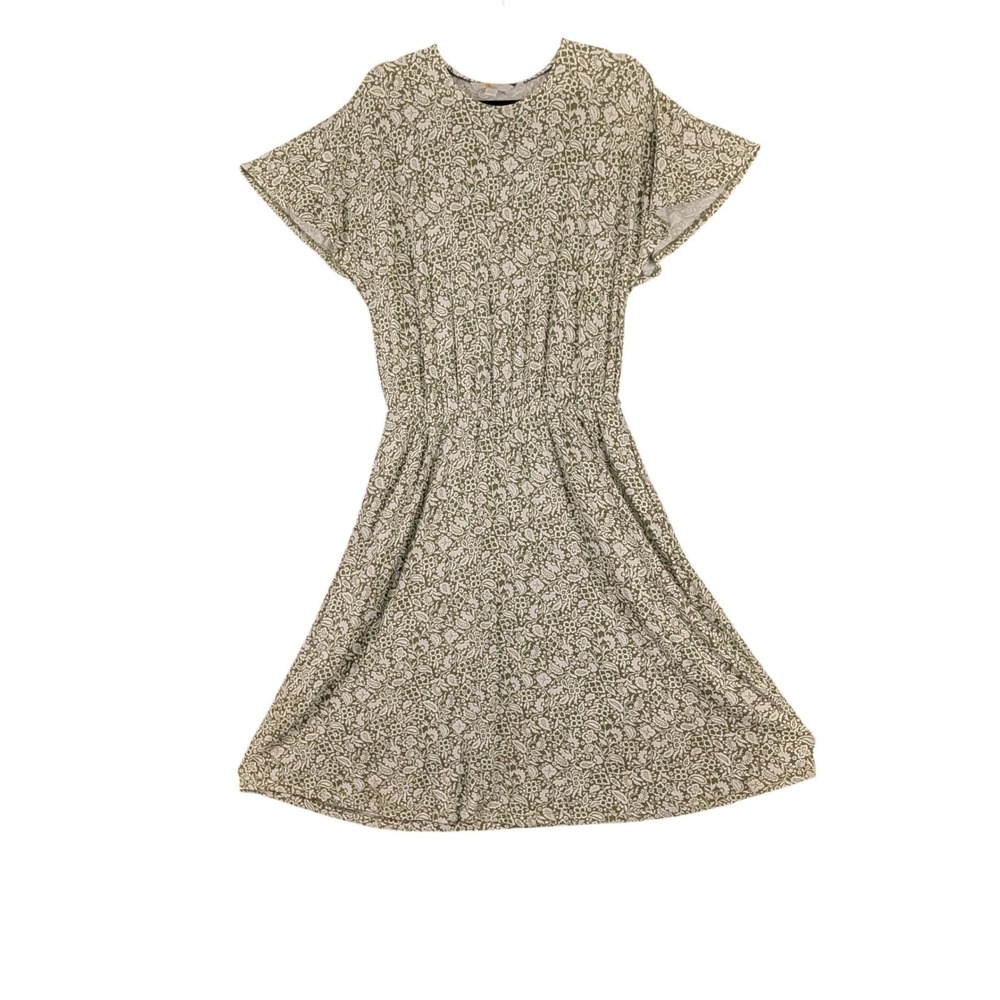 Boden Olive Green Floral Paisley Jersey cottagecore midi dress US 10L‎